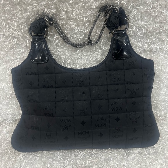 MCM Monogram Visetos Nylon with Leather Trim Shoulder bag